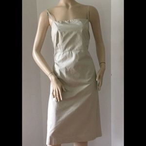 Loft Ann TaylorCotton  Beige Dress Size 14 Petite